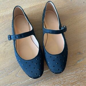 J. Crew Satin Sequin Studded Mary Jane Ballet Flats